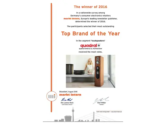 quadral élue meilleure marque de l'année 2016